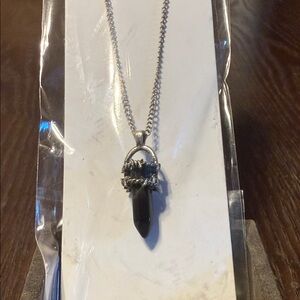 Silver Black Crystal Pendant Necklace - Women's Jewelry